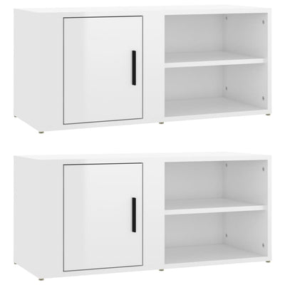 TV Cabinets 2 pcs High Gloss White 80x31.5x36 cm Engineered Wood