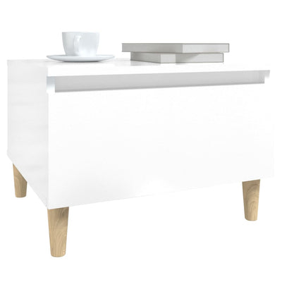 Side Table High Gloss White 50x46x35 cm Engineered Wood