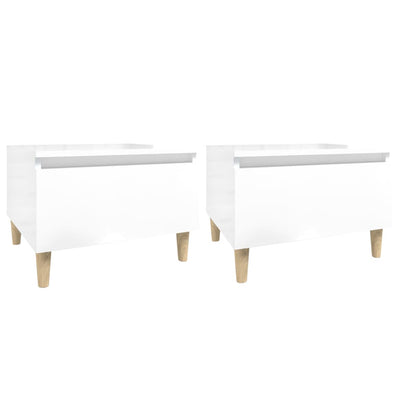 Side Tables 2 pcs High Gloss White 50x46x35 cm Engineered Wood