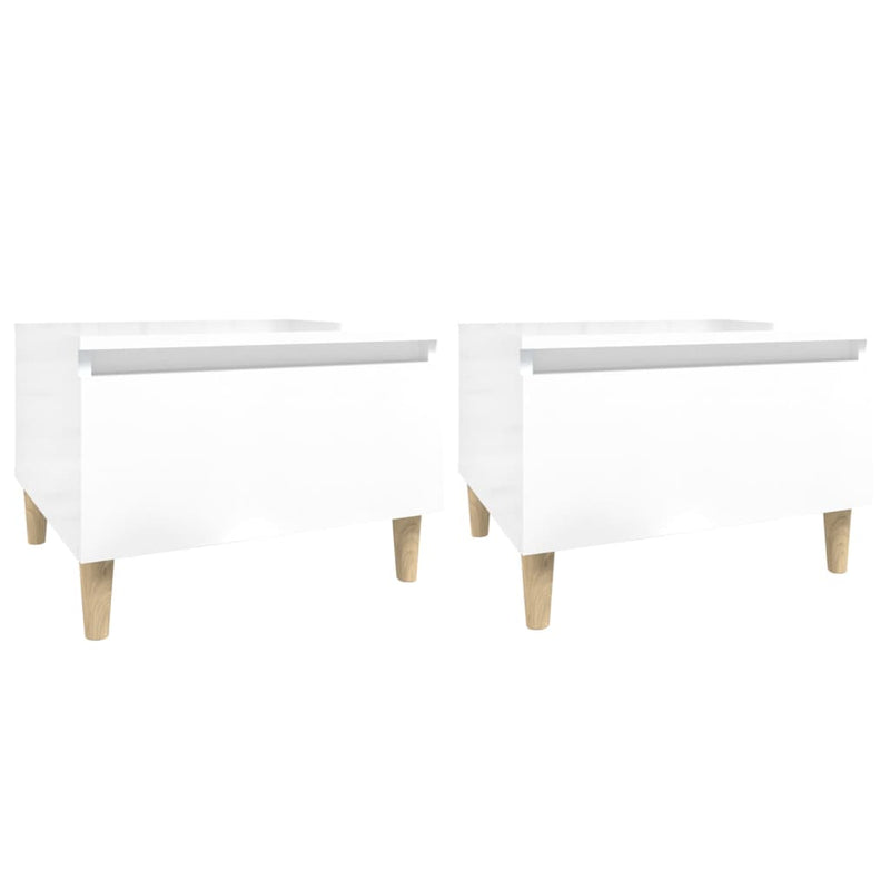 Side Tables 2 pcs High Gloss White 50x46x35 cm Engineered Wood