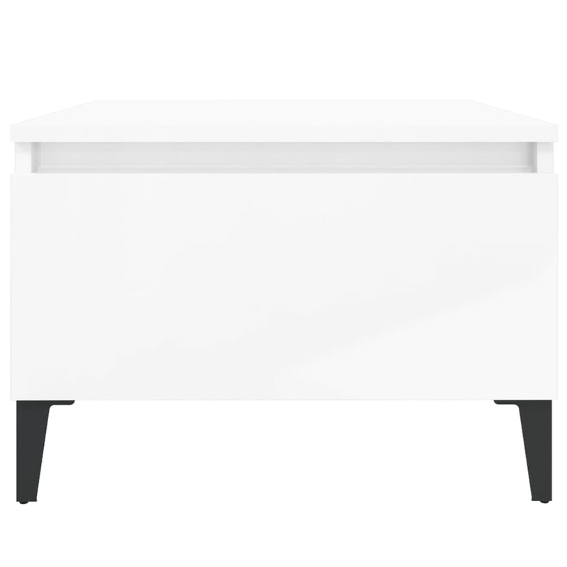 Side Table High Gloss White 50x46x35 cm Engineered Wood