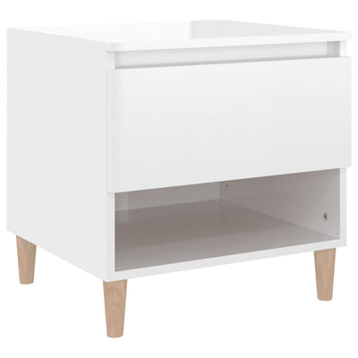 Bedside Table High Gloss White 50x46x50 cm Engineered Wood