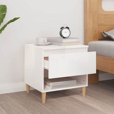 Bedside Table High Gloss White 50x46x50 cm Engineered Wood