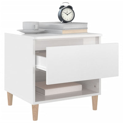 Bedside Table High Gloss White 50x46x50 cm Engineered Wood