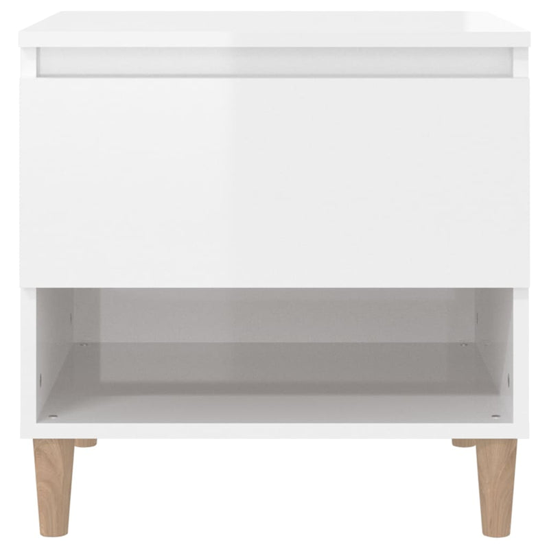 Bedside Table High Gloss White 50x46x50 cm Engineered Wood