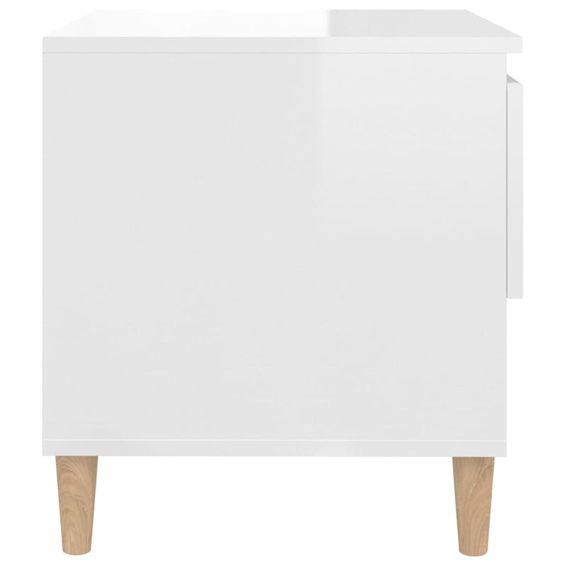 Bedside Table High Gloss White 50x46x50 cm Engineered Wood