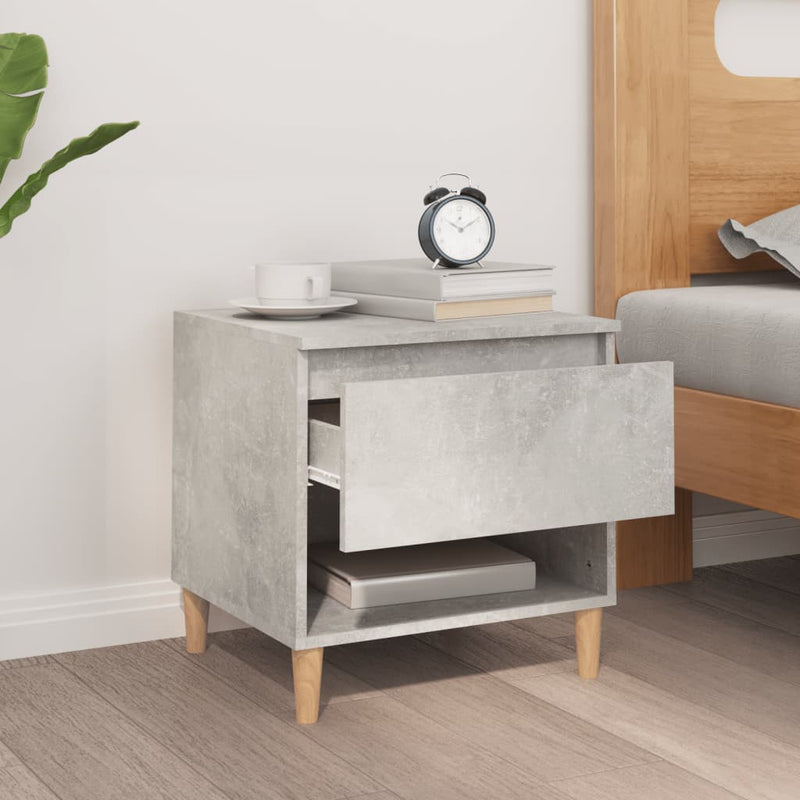 Bedside Table Concrete Grey 50x46x50 cm Engineered Wood