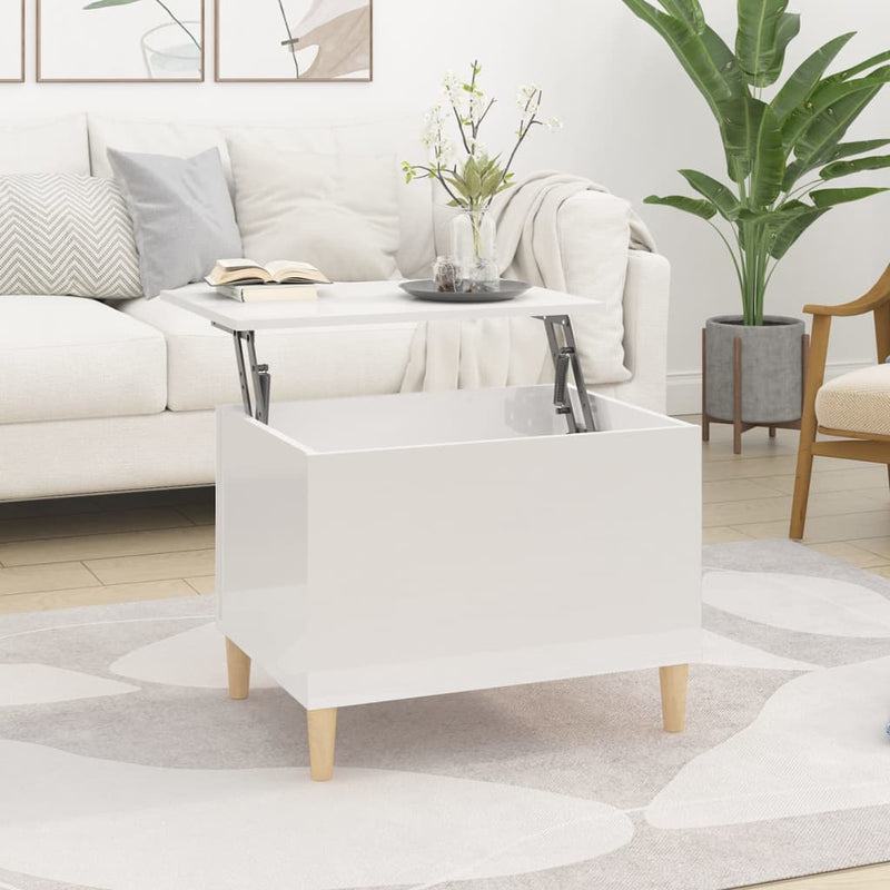 Coffee Table High Gloss White 60x44.5x45 cm Engineered Wood