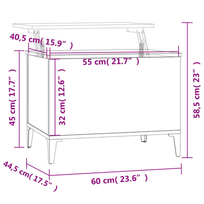 Coffee Table High Gloss White 60x44.5x45 cm Engineered Wood