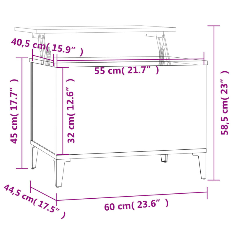 Coffee Table High Gloss White 60x44.5x45 cm Engineered Wood