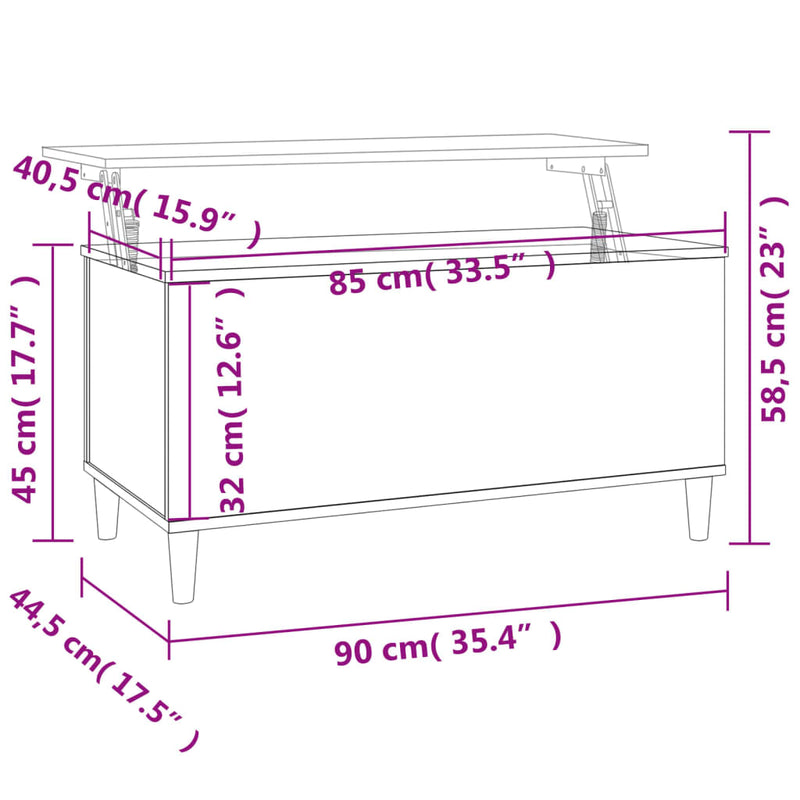 Coffee Table White 90x44.5x45 cm Engineered Wood