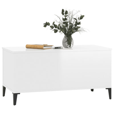 Coffee Table High Gloss White 90x44.5x45 cm Engineered Wood