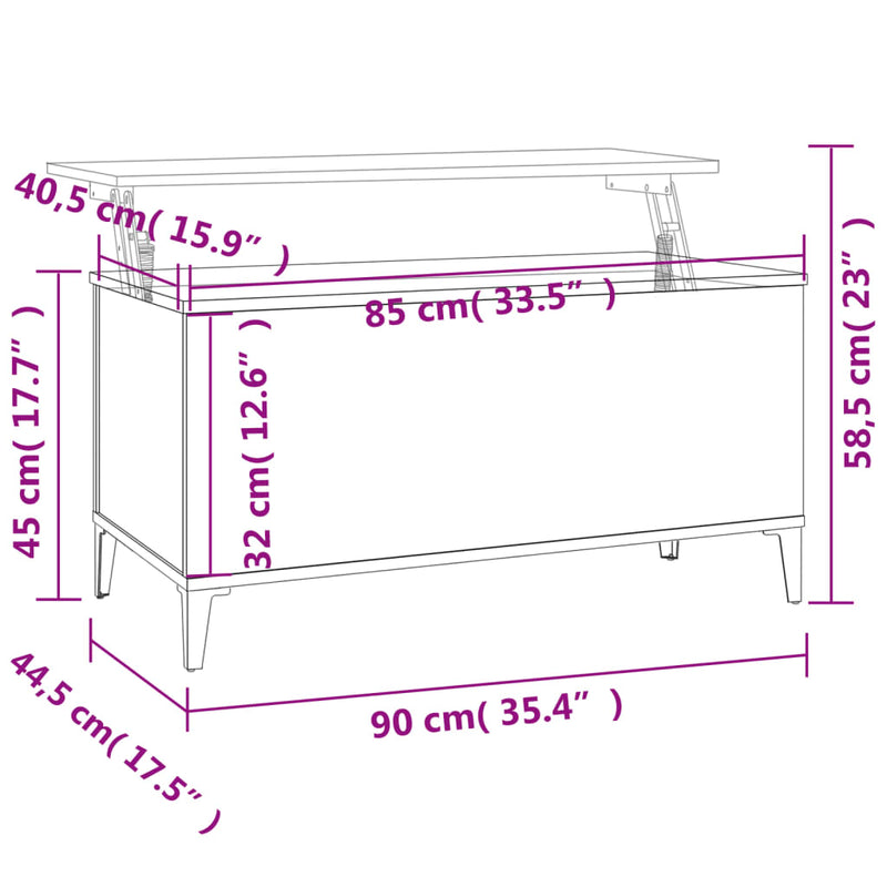 Coffee Table High Gloss White 90x44.5x45 cm Engineered Wood