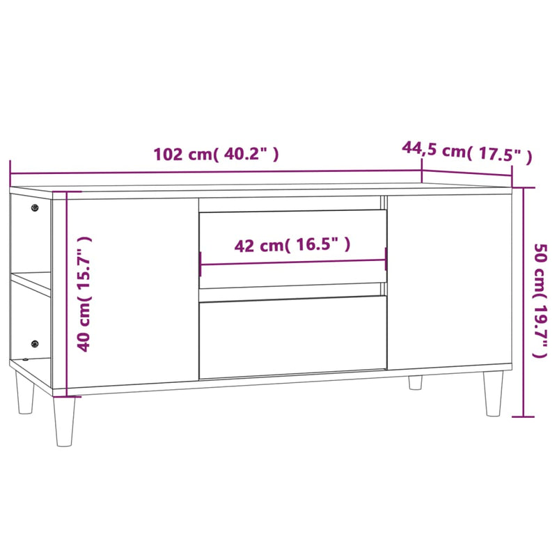 TV Cabinet Black 102x44.5x50 cm Engineered Wood