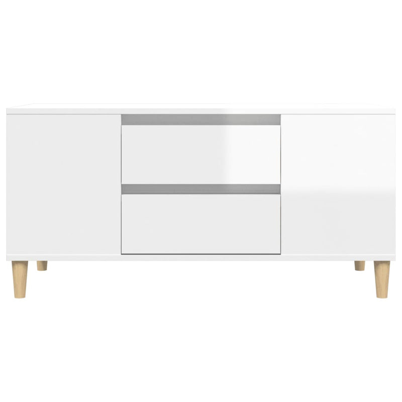 TV Cabinet High Gloss White 102x44.5x50 cm Engineered Wood