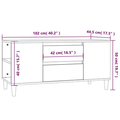 TV Cabinet High Gloss White 102x44.5x50 cm Engineered Wood