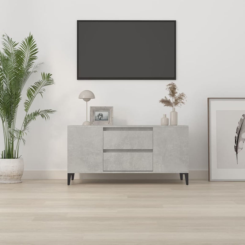 TV Cabinet Concrete Grey 102x44.5x50 cm Engineered Wood