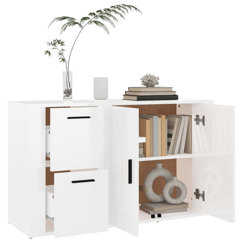 Sideboard High Gloss White 100x33x59.5 cm Engineered Wood