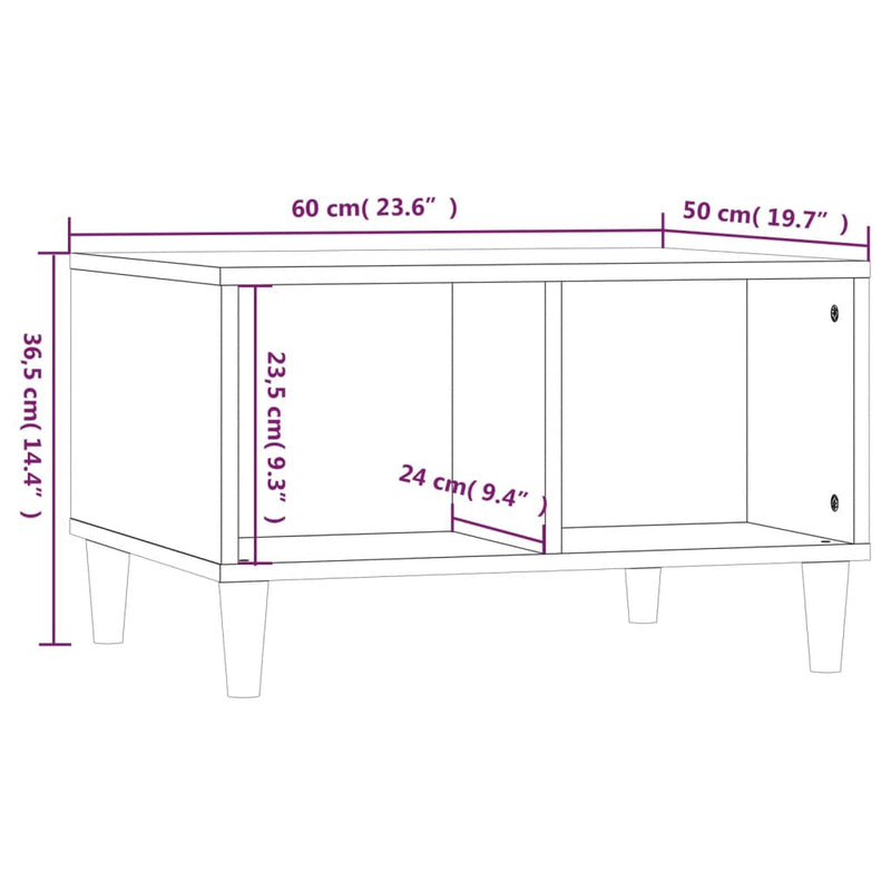 Coffee Table White 60x50x36.5 cm Engineered Wood