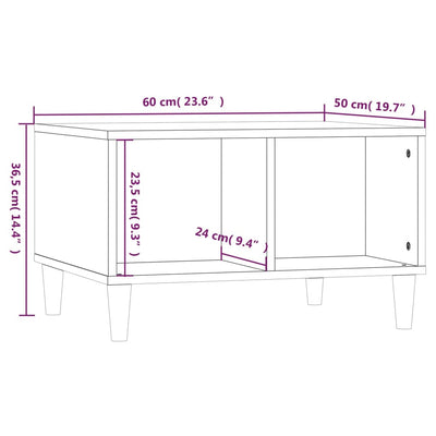 Coffee Table Black 60x50x36.5 cm Engineered Wood