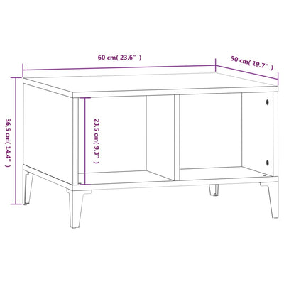 Coffee Table White 60x50x36.5 cm Engineered Wood