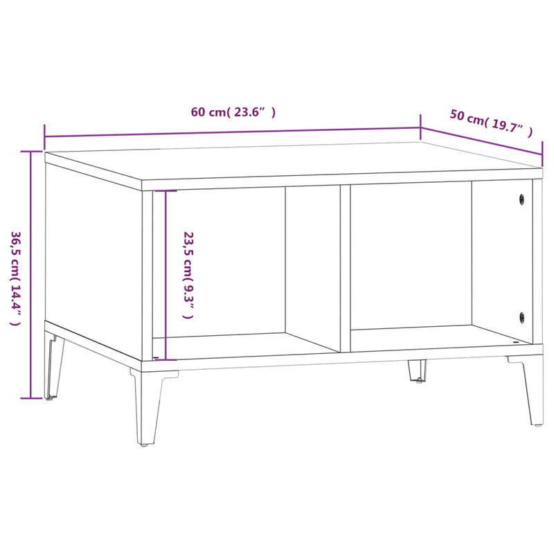 Coffee Table Smoked Oak 60x50x36.5 cm Engineered Wood