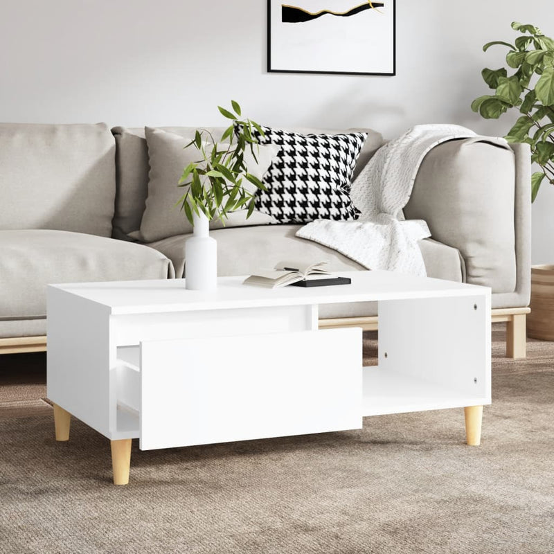 Coffee Table White 90x50x36.5 cm Engineered Wood