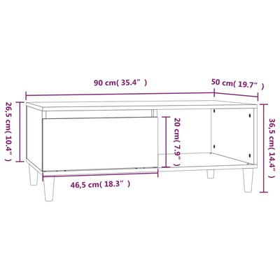 Coffee Table Concrete Grey 90x50x36.5 cm Engineered Wood