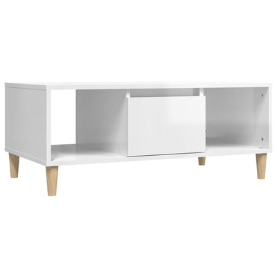 Coffee Table High Gloss White 90x50x36.5 cm Engineered Wood