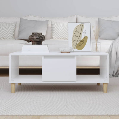 Coffee Table High Gloss White 90x50x36.5 cm Engineered Wood