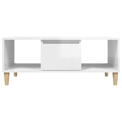 Coffee Table High Gloss White 90x50x36.5 cm Engineered Wood