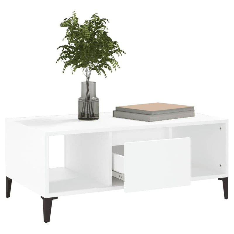 Coffee Table White 90x50x36.5 cm Engineered Wood