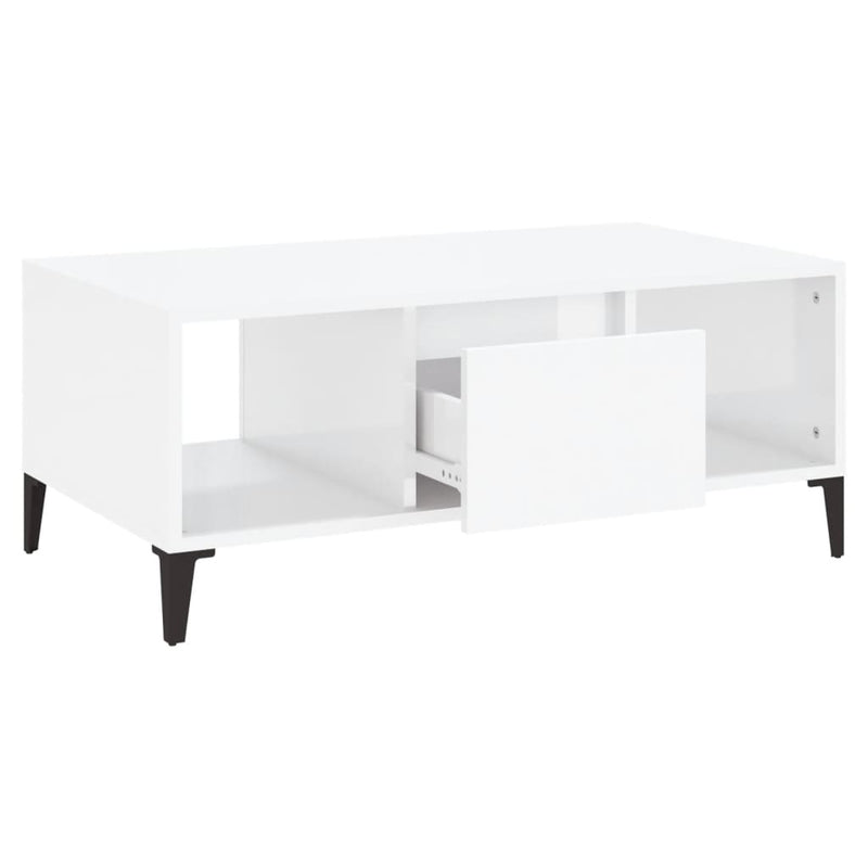 Coffee Table High Gloss White 90x50x36.5 cm Engineered Wood