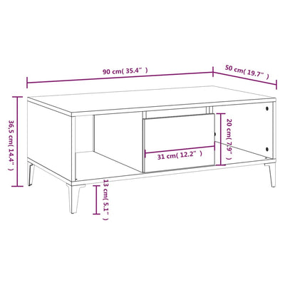 Coffee Table Smoked Oak 90x50x36.5 cm Engineered Wood