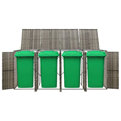 Quadruple Wheelie Bin Shed Grey 274x80x117 cm Poly Rattan