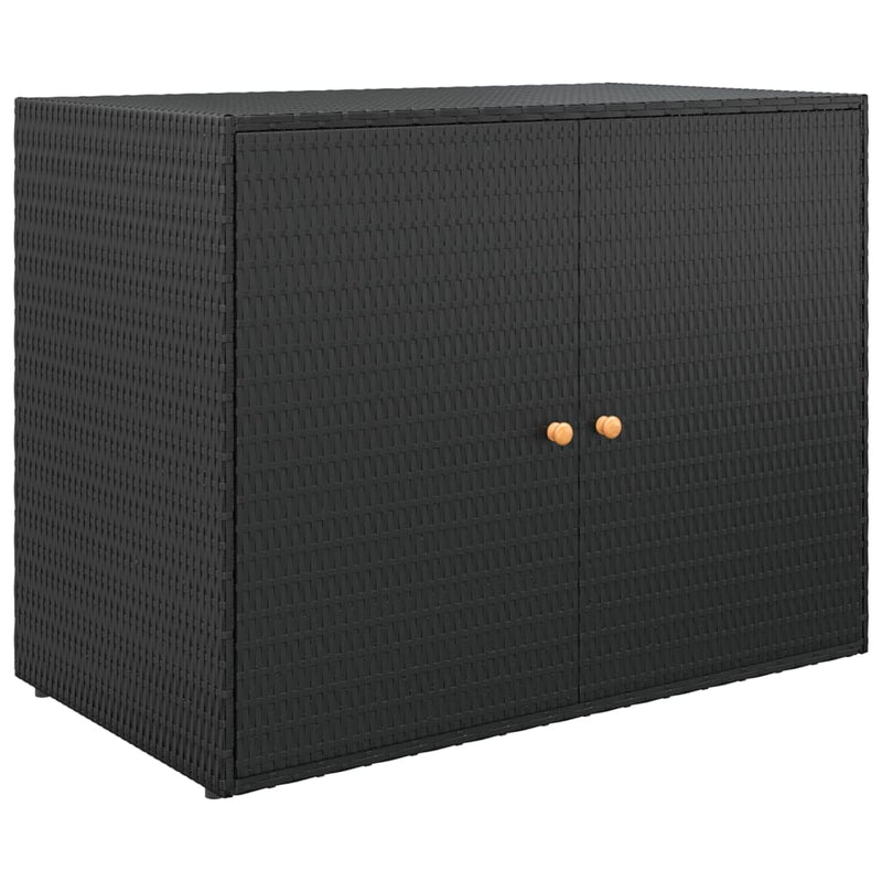 Garden Storage Cabinet Black 100x55.5x80 cm Poly Rattan