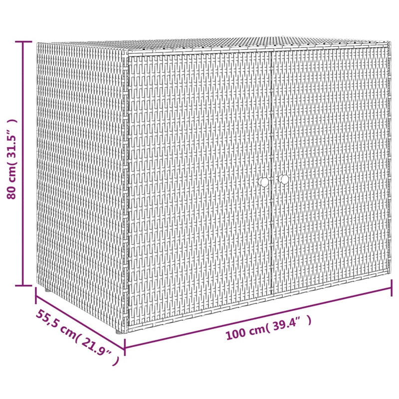 Garden Storage Cabinet Grey 100x55.5x80 cm Poly Rattan