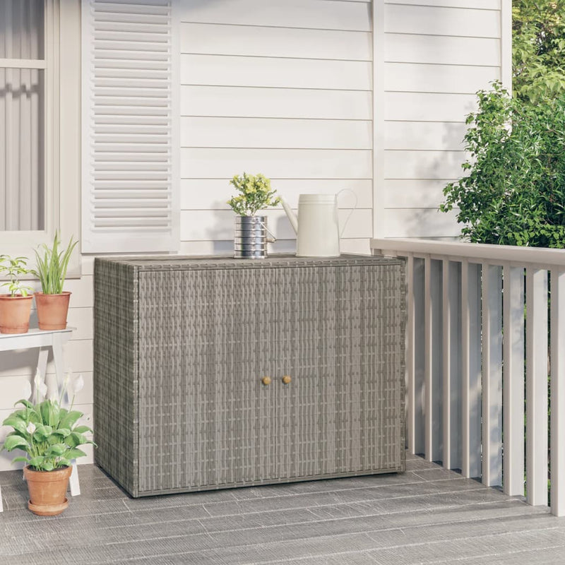 Garden Storage Cabinet Grey 100x55.5x80 cm Poly Rattan