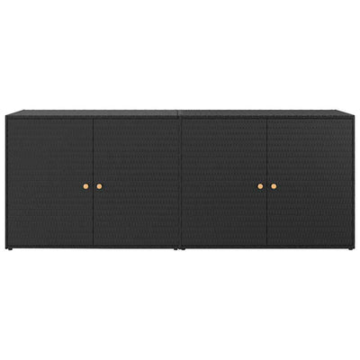 Garden Storage Cabinet Black 198x55.5x80 cm Poly Rattan