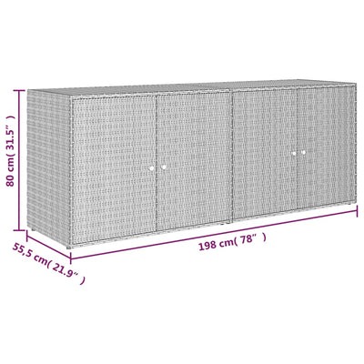 Garden Storage Cabinet Grey 198x55.5x80 cm Poly Rattan