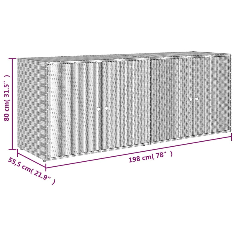 Garden Storage Cabinet Grey 198x55.5x80 cm Poly Rattan