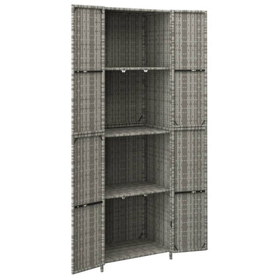 Garden Storage Cabinet Grey 59x40x180 cm Poly Rattan