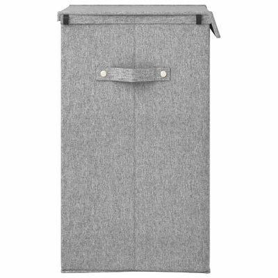 Foldable Laundry Hamper Grey 26x34.5x59.5 cm Faux Linen Fabric