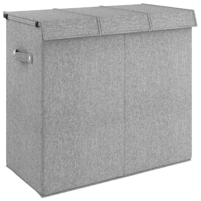 Foldable Laundry Hamper Grey 64.5x34.5x59 cm Faux Linen Fabric