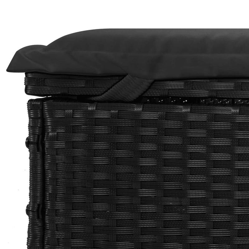 2-Person Sunbed with Cushions Black Poly Rattan