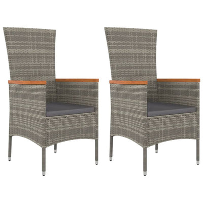 Garden Chairs with Cushions 2 pcs Poly Rattan Grey