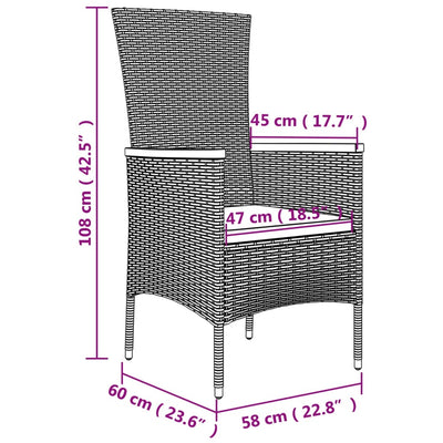 Garden Chairs with Cushions 2 pcs Poly Rattan Grey