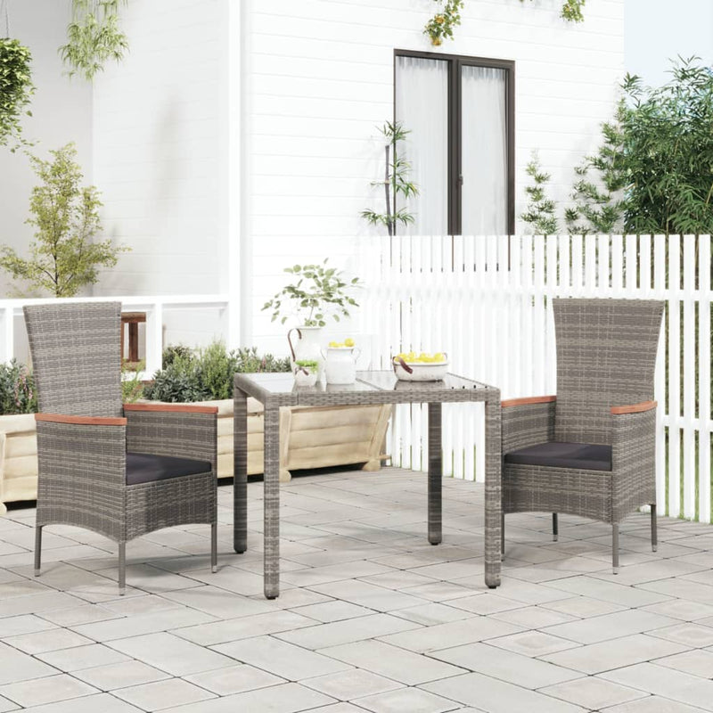 Garden Chairs with Cushions 2 pcs Poly Rattan Grey