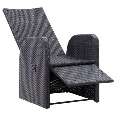 Reclining Garden Chairs with Cushions 2 pcs Black Poly Rattan