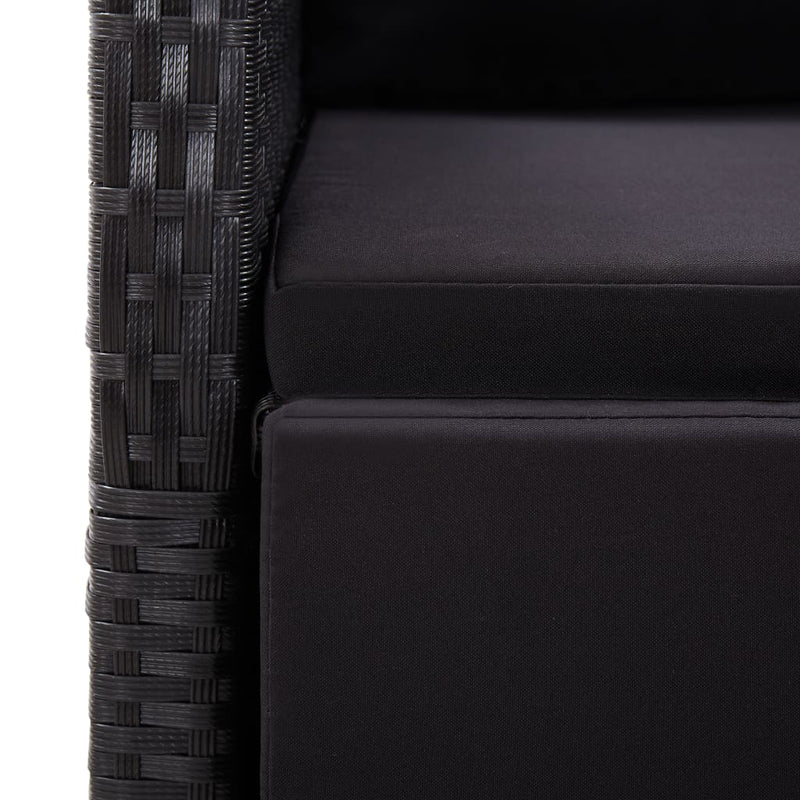 Reclining Garden Chairs with Cushions 2 pcs Black Poly Rattan